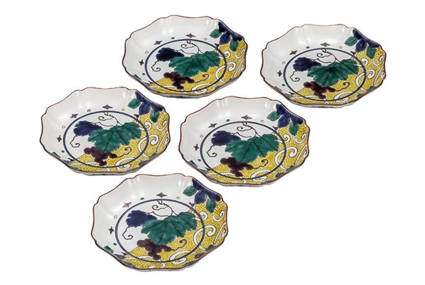 5.2号皿揃・色絵ぶどう文
